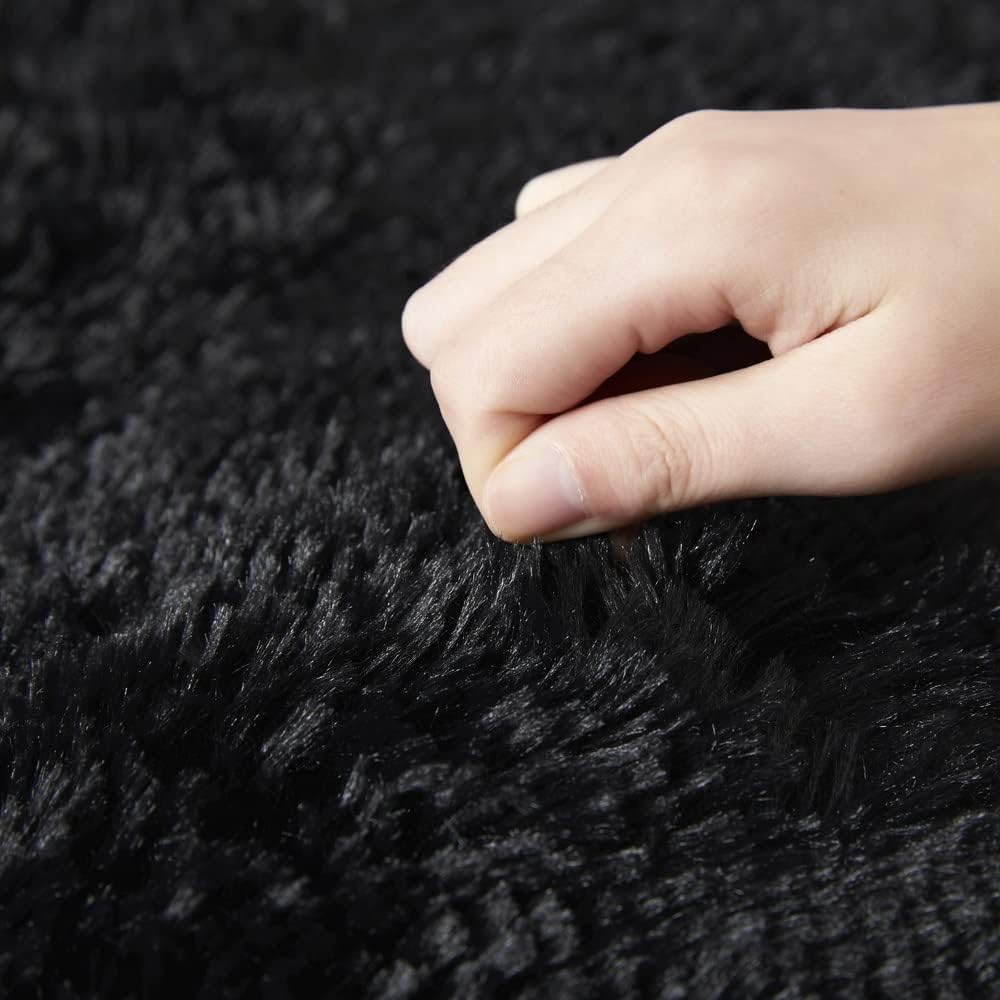 Aspire Homeware Round Rugs Living Room, Black Area Rugs 120x120cm for Bedroom Anti Slip - Image 2