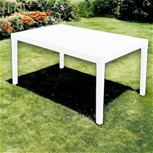 Dmora - Table d'extérieur Maratea, Etagère à Manger rectangulaire, Table de Jardin Polyvalente, 100% Made in Italy, 150x90h72 Cm, Blanc