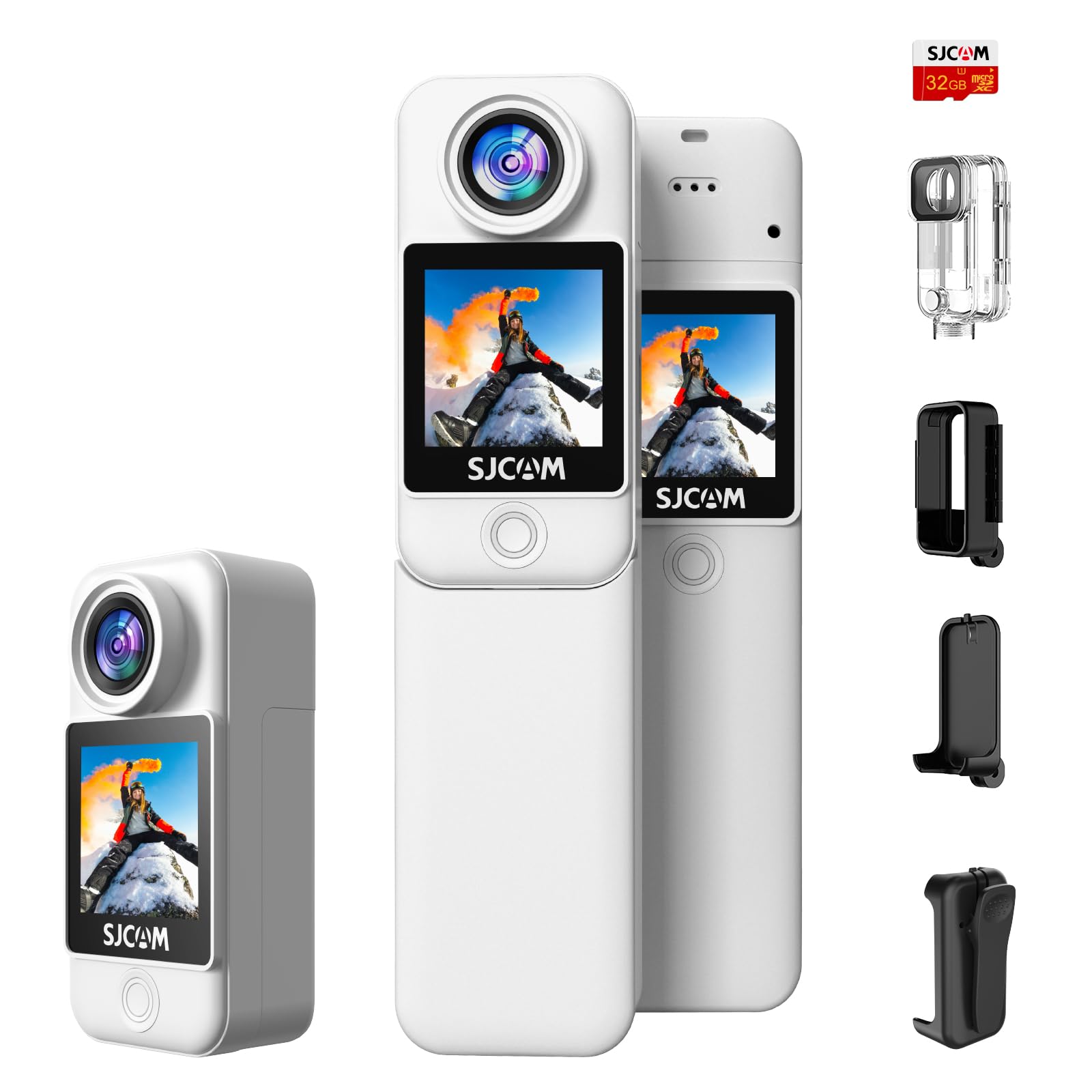 SJCAM C300 Action Cam 4K30fps, Schermo Touchscreen Duale 1,33'', Camera Sportiva, Camera da Casco 20MP, Fotocamera Subacquea 6-axis EIS, Impermeabile fino a 30m con Batteria Dual 2800+1000mAh