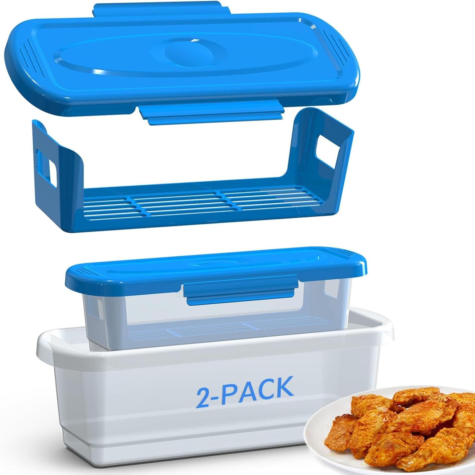 Confezione da 2 Agitatori per pastelli di pesce, Shaker per pastelli, Shreader per pastelli con vassoio per impanature, vaschetta con coperchi per friggere le ali di pollo Anelli di cipolla di pesce