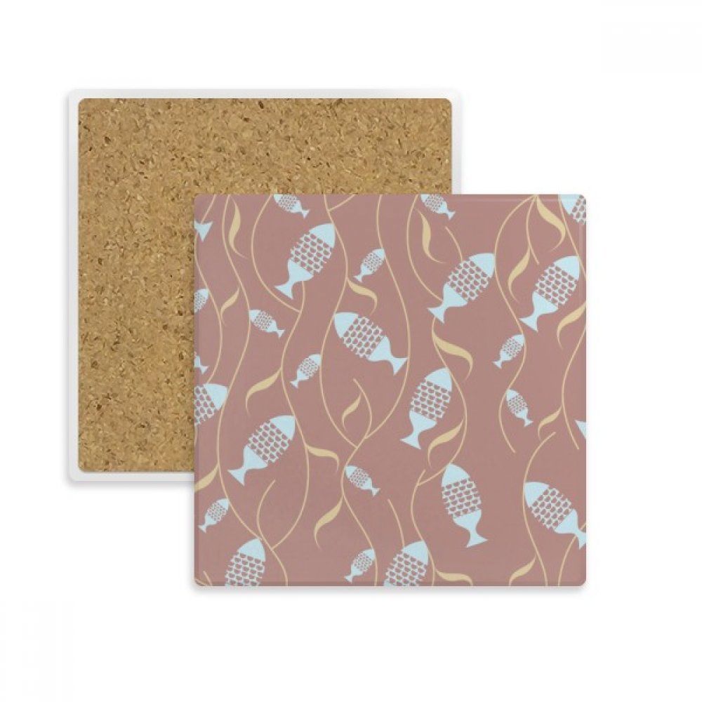 Dessous de verre absorbant motif poissons et plantes aquatiques