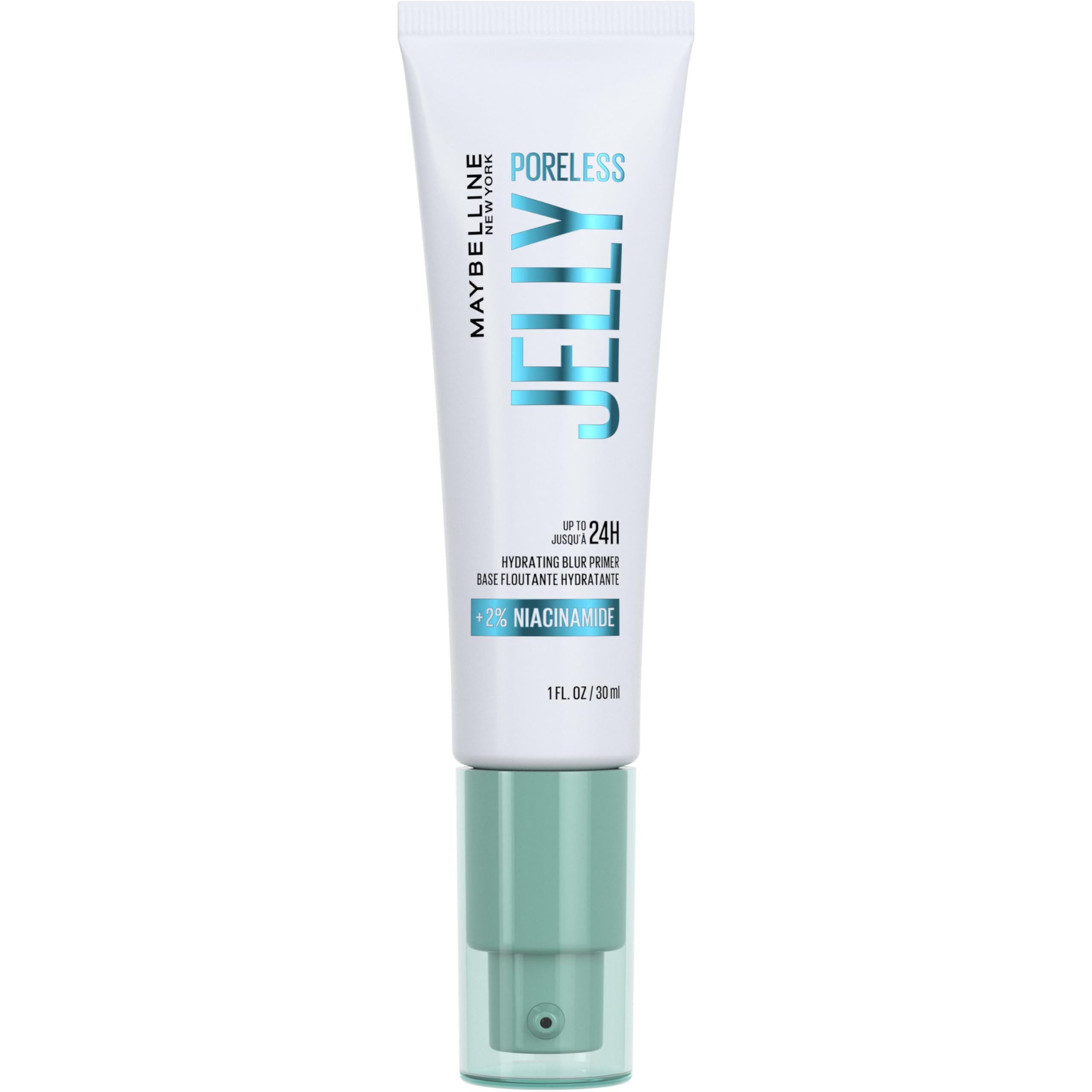 Maybelline Primer, Poreless Jelly, 24H Hydrating Blurring Primer, Silicone-Free, With Niacinamide