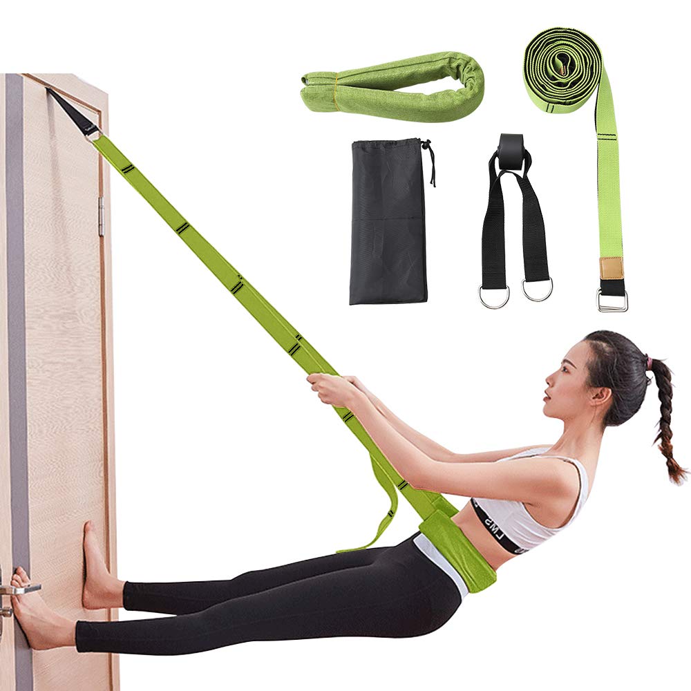 Leg Stretcher Yoga Strap Door Flexibility Trainer Backbend Assist Pilates Equipment Double Layer Premium Fabrics High Security for Yoga Dance Beginners Instructions Included (Green)…