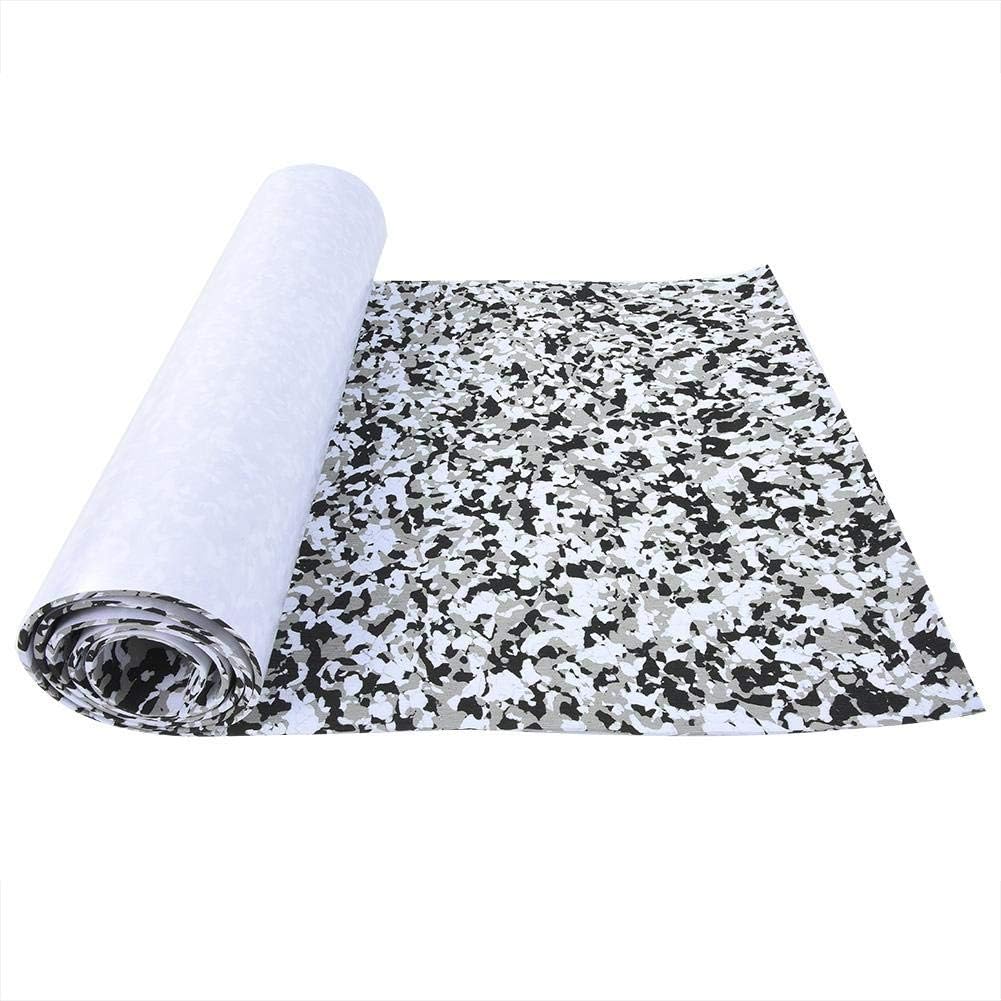 Decking Sheet, 240x65x0.5cm Camouflage EVA Teak Anti-Skid Boat Floor Mat Self-Adhesive Surfboard Yacht Flooring Carpet Pad with Resistant to Seawater, Good Anti-Shock Performance(Black White)