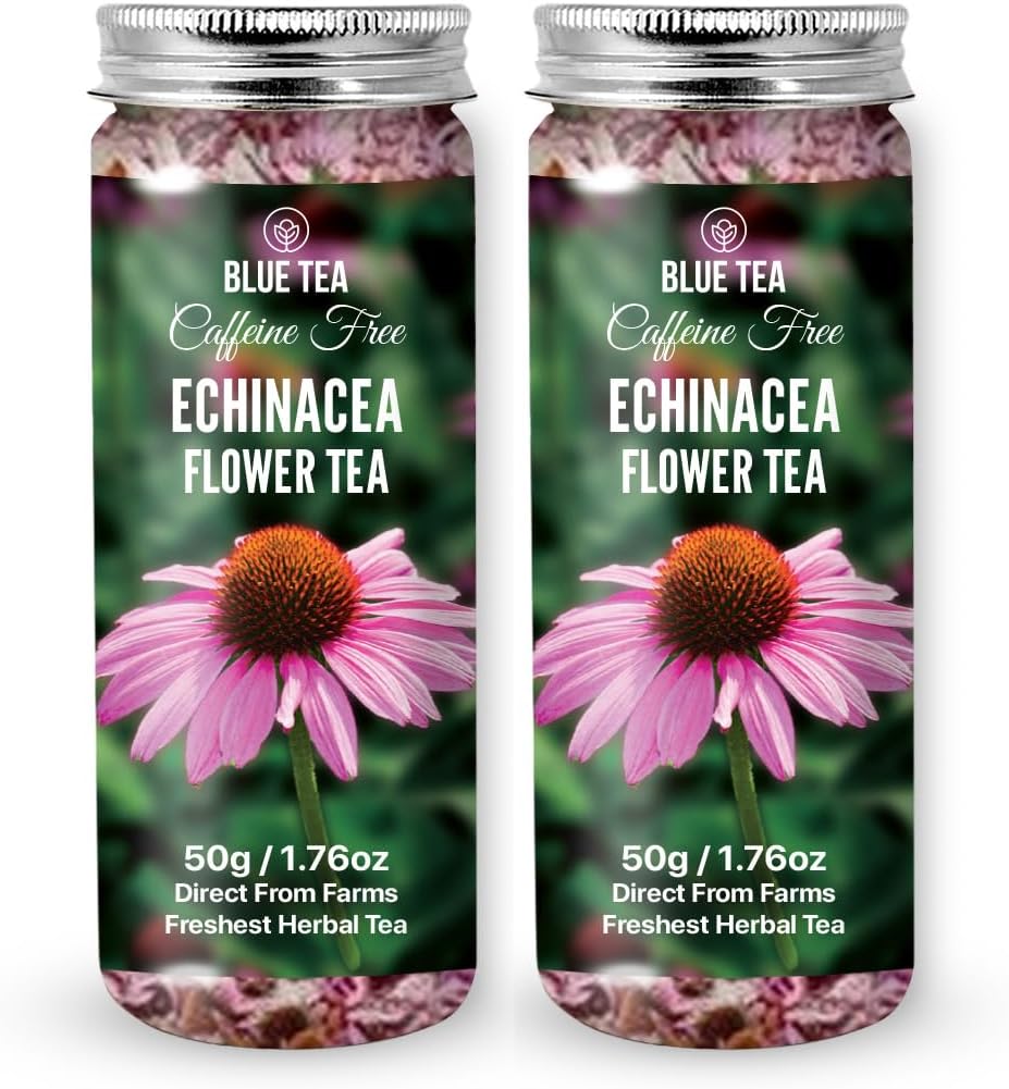 Echinacea (Cone) Flower - 100g - 100 Cups (Pack Of 2) | IMMUNITY BOOSTER | Flower Based - Herbal Tea - Caffeine Free - No Preservatives | Featured In Shark Tank | Pet Jar Packaging