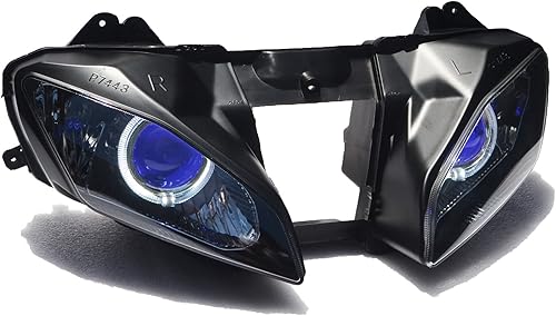 Miniatura 4 de Conjunto de faros LED Angel Demon Eyes HID Bombilla para Yamaha YZF R6 2008-2014 (blanco y azul)