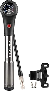 BETO Bicycle Air Pump Portable Pump Compatible with US/French Valves Air Suspension Compatible Hand Pump 300 PSI Pressure Adjustable Large Screen Gauge 2WAY