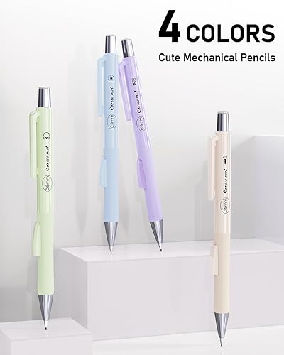 Miniatura 9 de Four Candies Cute Mechanical Pencil Set with Case, 4PCS 0.7mm Pastel Fast Click Aesthetic Mechanical Pencils with 480PCS HB Lead Refills, 2 Erasers,
