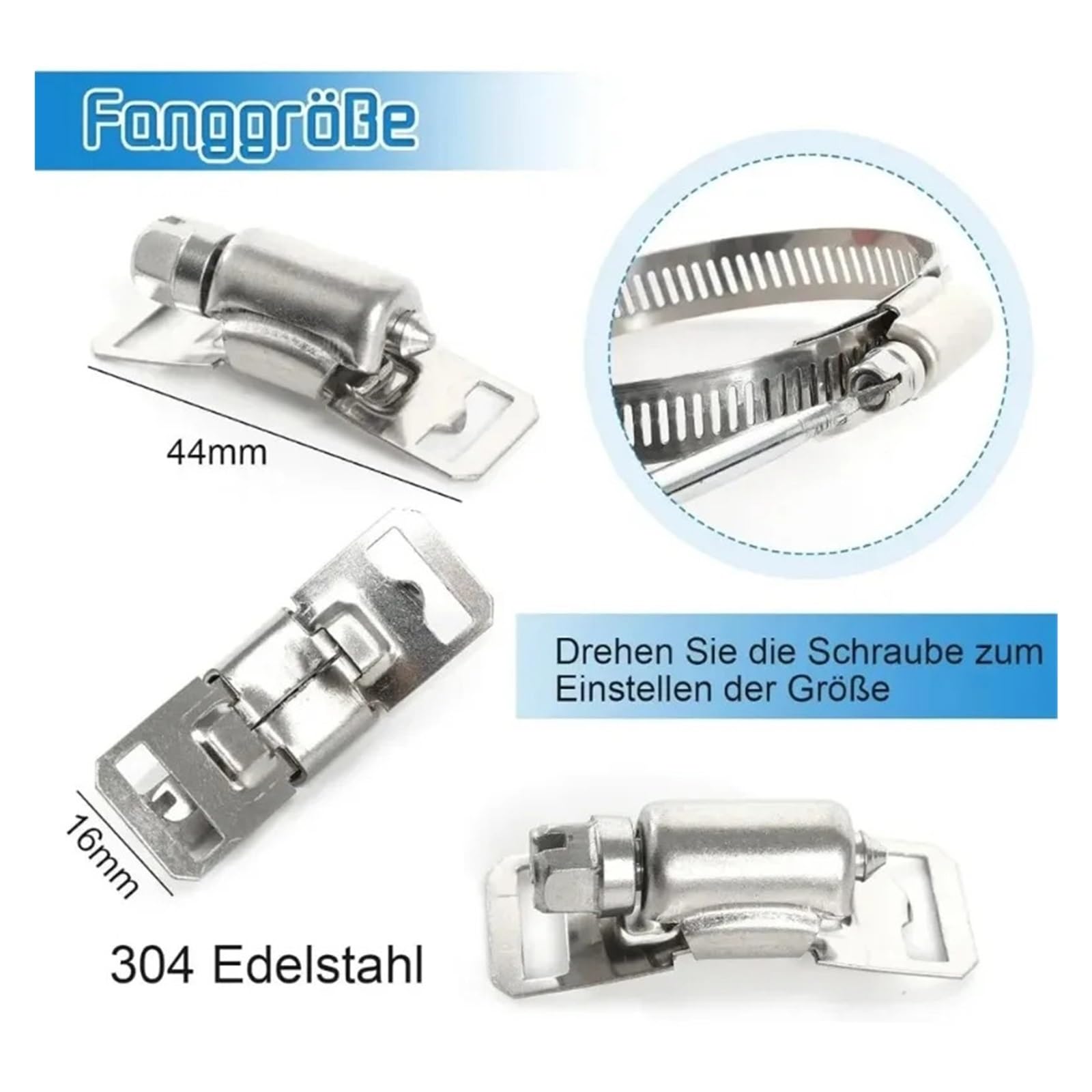 Juego de 2 abrazaderas manguera grandes ajustables, engranaje tornillo sin fin, abrazadera acero inoxidable con sujetadores, banda ajustable for para Manguera(5M)
