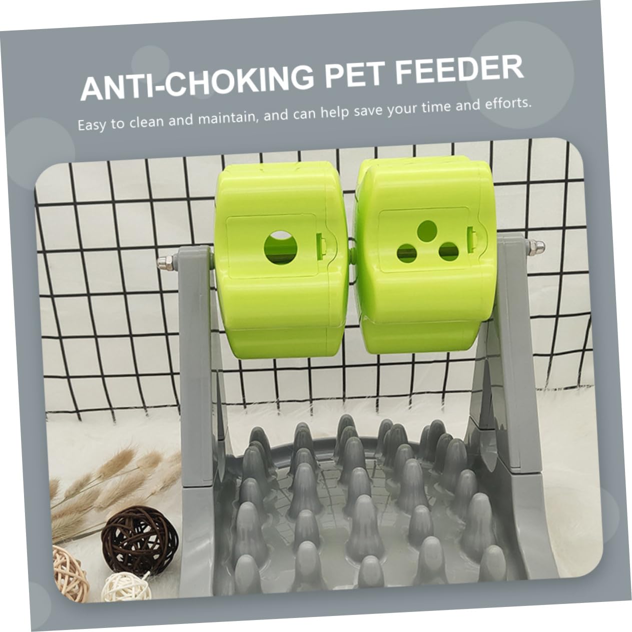 Dispenser Automatico Cibo Cani Rotante Verde in Abs 1 Pezzo | Design a Tamburo Anti-ingozzamento, Leggero e Facile da Pulire, per Addestramento e Uso Quotidiano