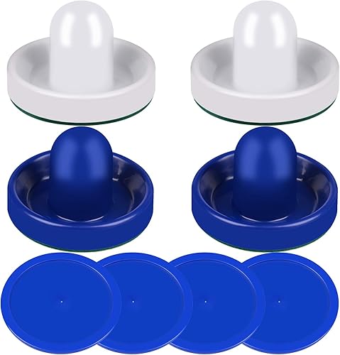 Empujadores de hockey de aire y discos de hockey de aire rojo, asas de portería, accesorios de repuesto para mesas de juego (4 Striker, paquete de 4