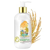Vista 1 de Champú de agua de arroz para el crecimiento del cabello con biotina y aceite de romero para adelgazar el cabello y la pérdida del cabello, champú