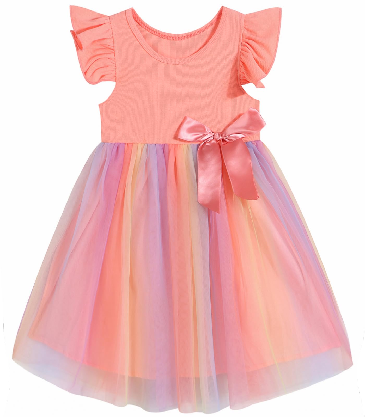 Niyage Girls Dress Tulle Tutu Toddler Ruffle Sleeveless Casual Princess Dresses