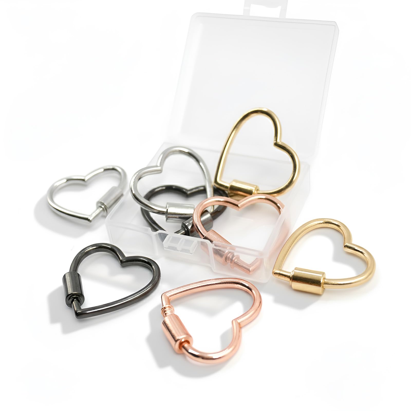 BASICS⭐︎HEART CARABINER Amazon.com: ZHIZHOUNEY Heart Shaped Aluminum Keychain Clip