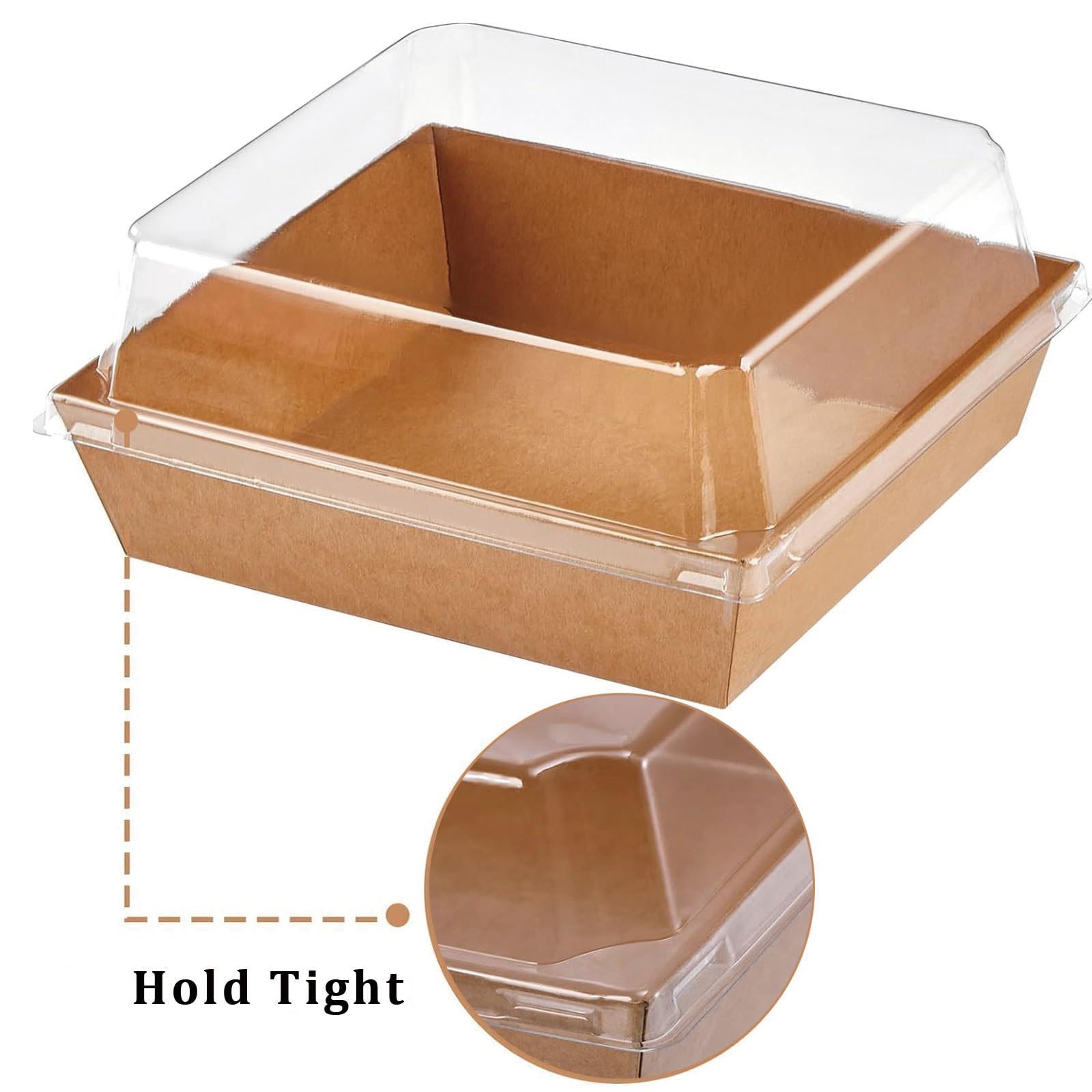 50 Piezas Cajas para Rebanadas de Pastel con Tapas Transparentes, 12CM Cajas de Postre a Prueba de Aceite para Pastelería, Caja de Pastel Independiente, Para Pasteles, Sándwiches, Galletas(Marrones)