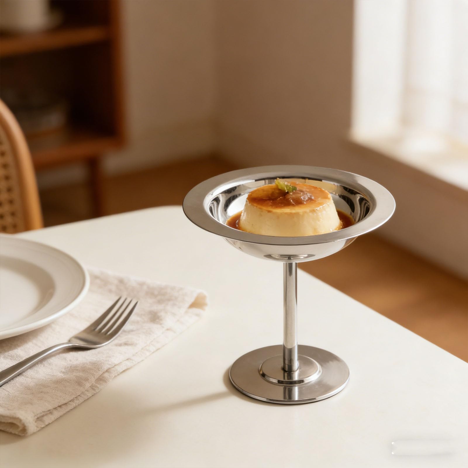 Eisbecher, Elegante Schüssel aus Edelstahl 304 mit Fuß für Desserts, Pudding und Obst, Perfekt für Partys und Restaurants