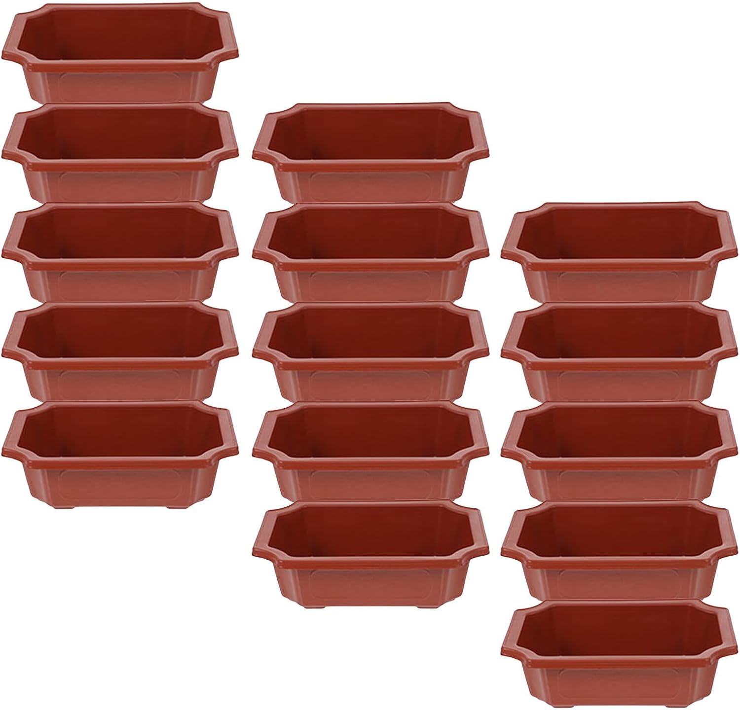 PartyKindom 16pcs Rectangular Plastic Bonsai Pot with Stable Support and Easy to Clean Features, Vintage Retro Style Flower Planter for Small Succulents and Ornamental Plants, for Garden