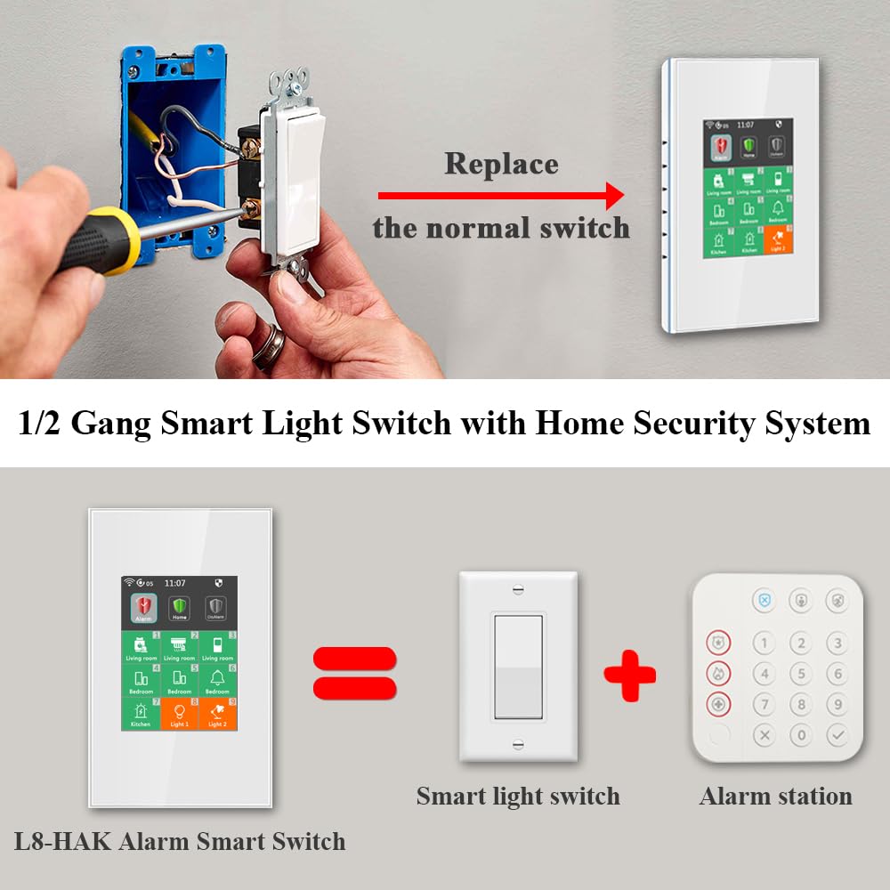kit対応 lanbon L8 照明スイッチ 3ギャング LANBON L8 LCD Alarm Smart Switch, Smart Home Security & Light