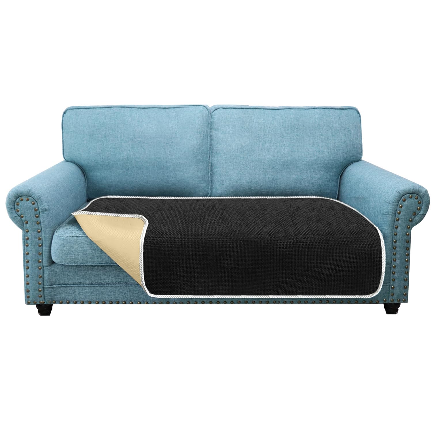 Granbest Non-Slip Sofa Seat Covers 2 Seater Plus Thick Chair Cover Protectors from Pets Universal for All Seasons (2 Seater Plus, Black) — image 1