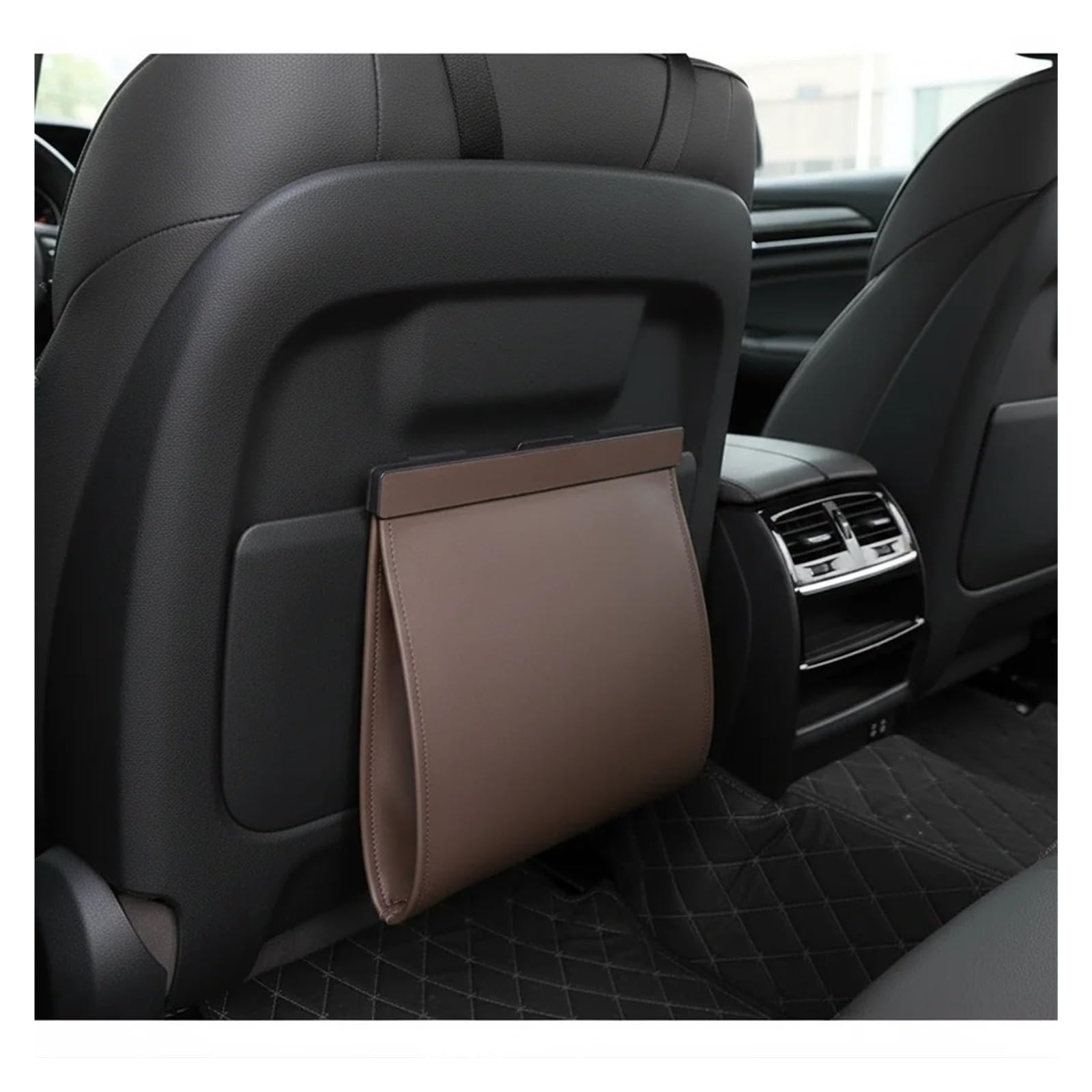 Poubelle Voiture Sac Poubelle Voiture À Adsorption Magnétique Étanche Cuir PU pour Siège Arrière Suspendue Accessoires D'intérieur Mini Poubelles Voitures(Volcanic Red)