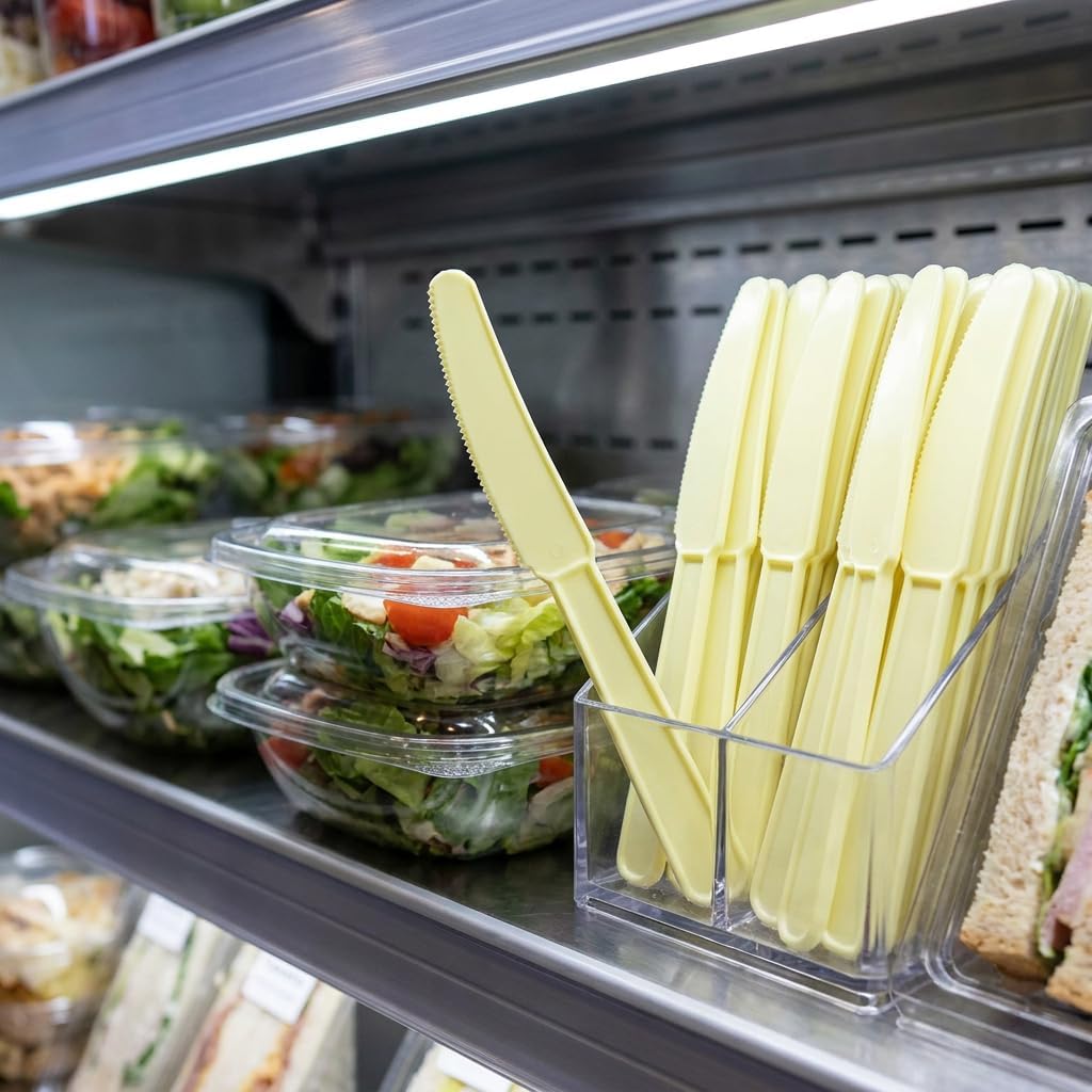 7.5in CPLA Heavy Weight Disposable Knife 1000-Pack Commercial BPI Certified Compostable Cutlery for Catering, Events, Food Service