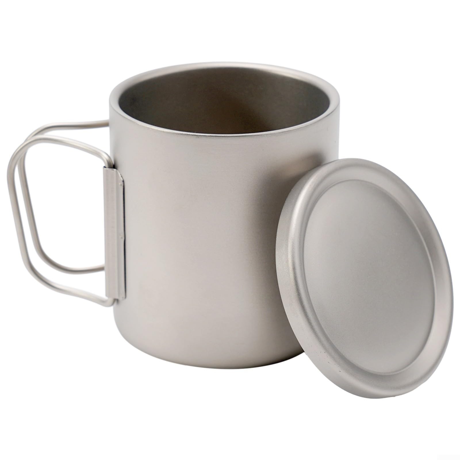 Mug isotherme en titane avec poignée - Léger - Pour le camping, la randonnée, le bureau, les voyages - 220 ml - 550 ml (sans poignées)