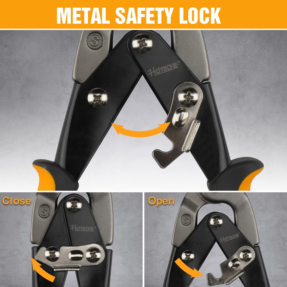 Hoteche Tijeras de metal de 10 pulgadas/250 mm, 3 unidades, tijeras de metal rectas de acero Cr-V, tijeras de alto rendimiento para manualidades