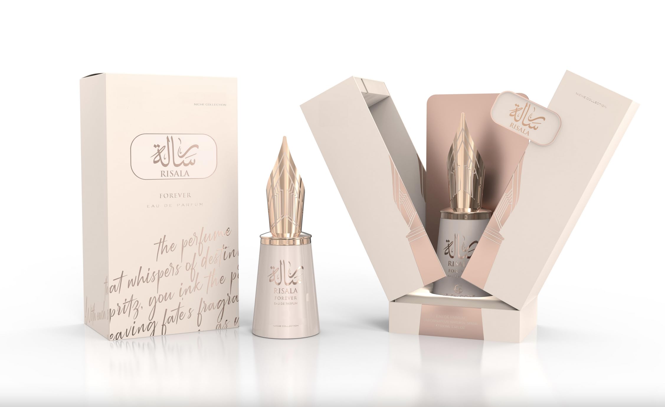 Risala Forever Eau de Parfum 100 ml, Perfume Árabe Unisex de Larga Duración, Incluye Atomizador, Fragancia Intensa, Cálida y Acaramelada con Notas Dulces de Caramelo, Canela y Vainilla (Forever)