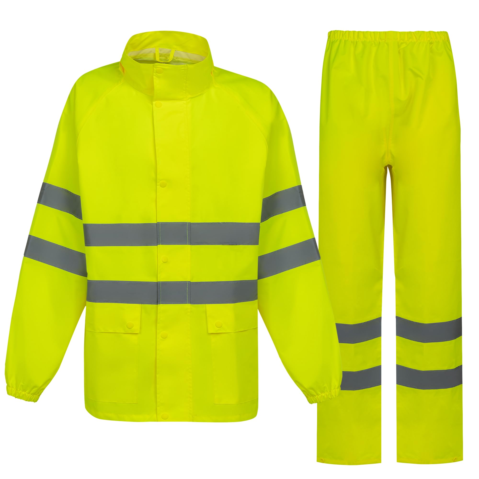 BWOLF Himalaya - Tuta antipioggia da uomo, a maniche lunghe, impermeabile, con elastico in vita, giacca con cappuccio, giacca antipioggia + pantaloni da pioggia, 2 tasche