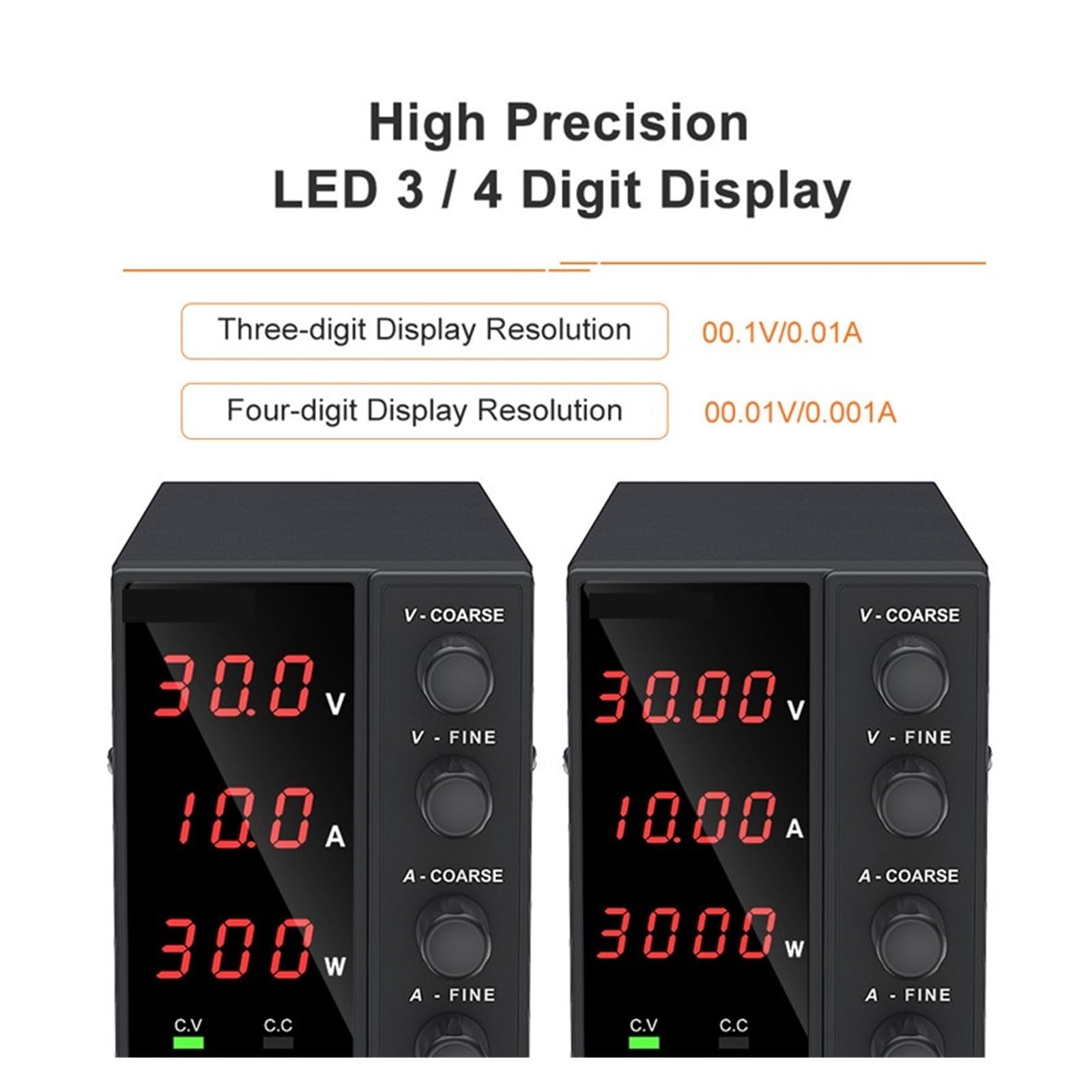 Fuente de alimentación de CC de Laboratorio Ajustable Variable de 30 V 10 A Fuente de alimentación de Laboratorio de 60 V 5 A Regulador estabilizador Alta Estabilidad(4 Digits 60V 5A)