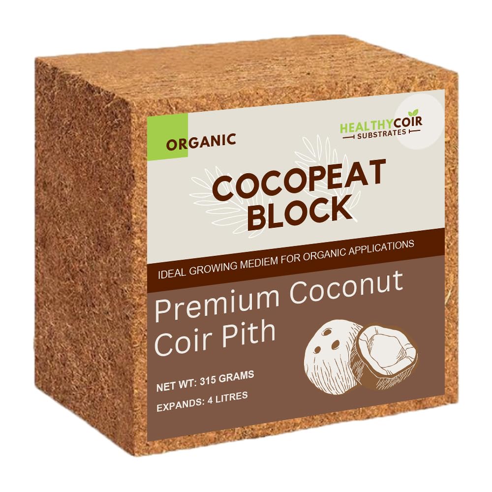Cocopeat Block - 315Grams | Expands up to 4Litres Cocopeat Powder | Natural Coconut Fibre | Fertilizer for Home Garden | Organic Manure and Compost for Pot Plants | Potting Soil Mix (B0CK87S5ZD) Amazon Price History, Amazon Price Tracker