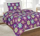 Fancy Linen Collection 3 PC Flower Purple Pink Sheet set Twin Flower Sheet Set