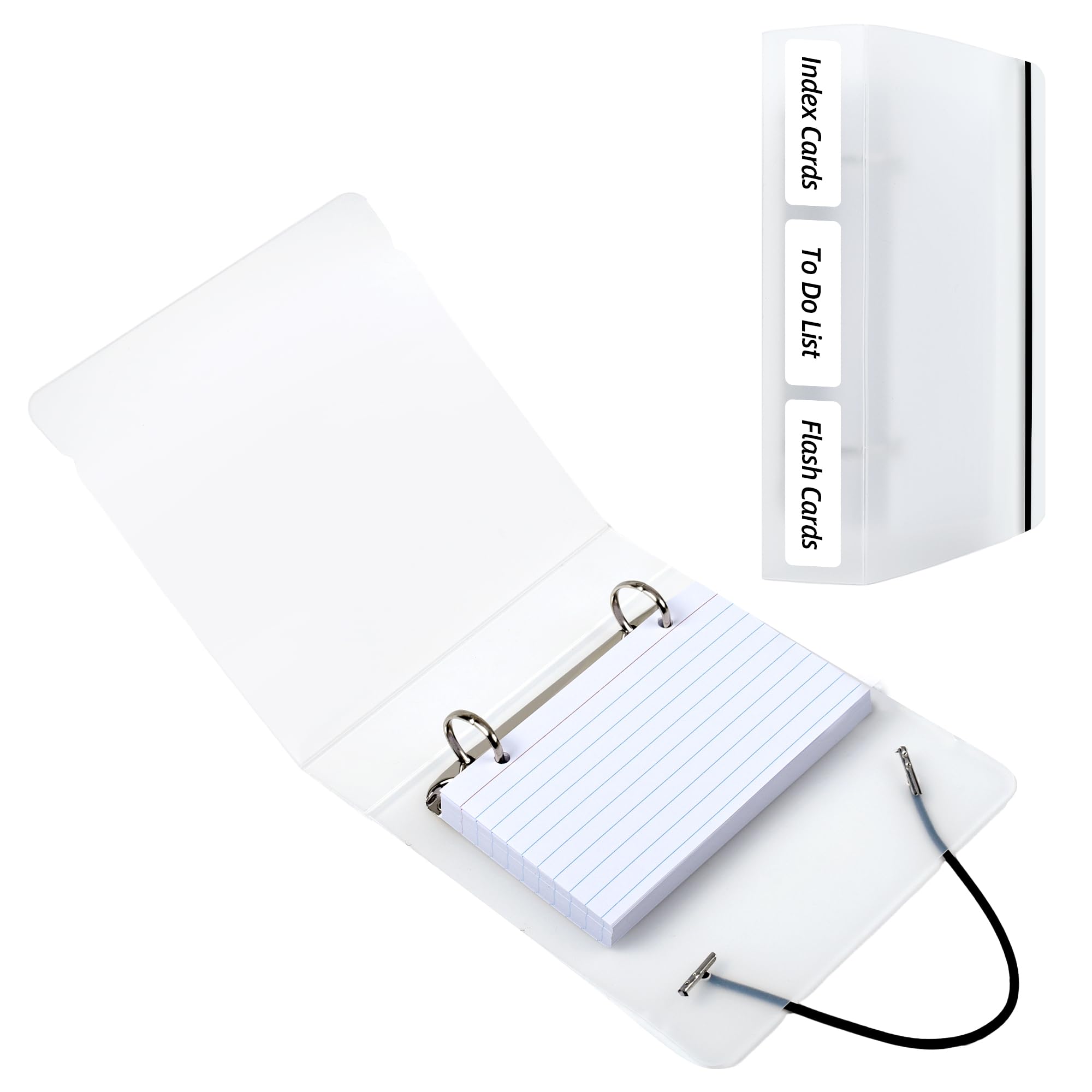 EHME Index Cards Binder with 80 Pcs White 3" x 5" Index Cards, Note Cards with Clear Case