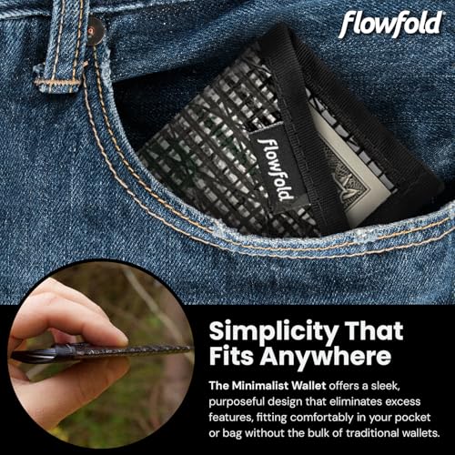 Flowfold Recycled Sailcloth Minimalist Card Holder Wallet | Slim and Durable with Cash pocket and Credit Card Slot | Minimalist Wallet Made in USA Holds 6-8 Cards3