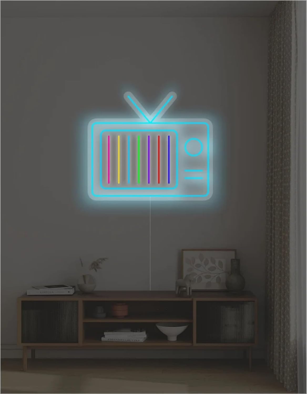 Retro TV Led Neon Sign - Vintage Old TV Set with TV Interference No Signal - Perfect Wall Décor for your 90s Theme Party, 13"x15.2"
