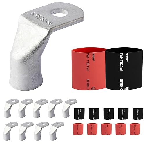 Miniatura 508 de SELTERM - Terminal en anillo de grado marino UL 2/0 AWG 3/8 pulgadas (25 uds) para batería, terminal tubular de cable eléctrico, conector calibre