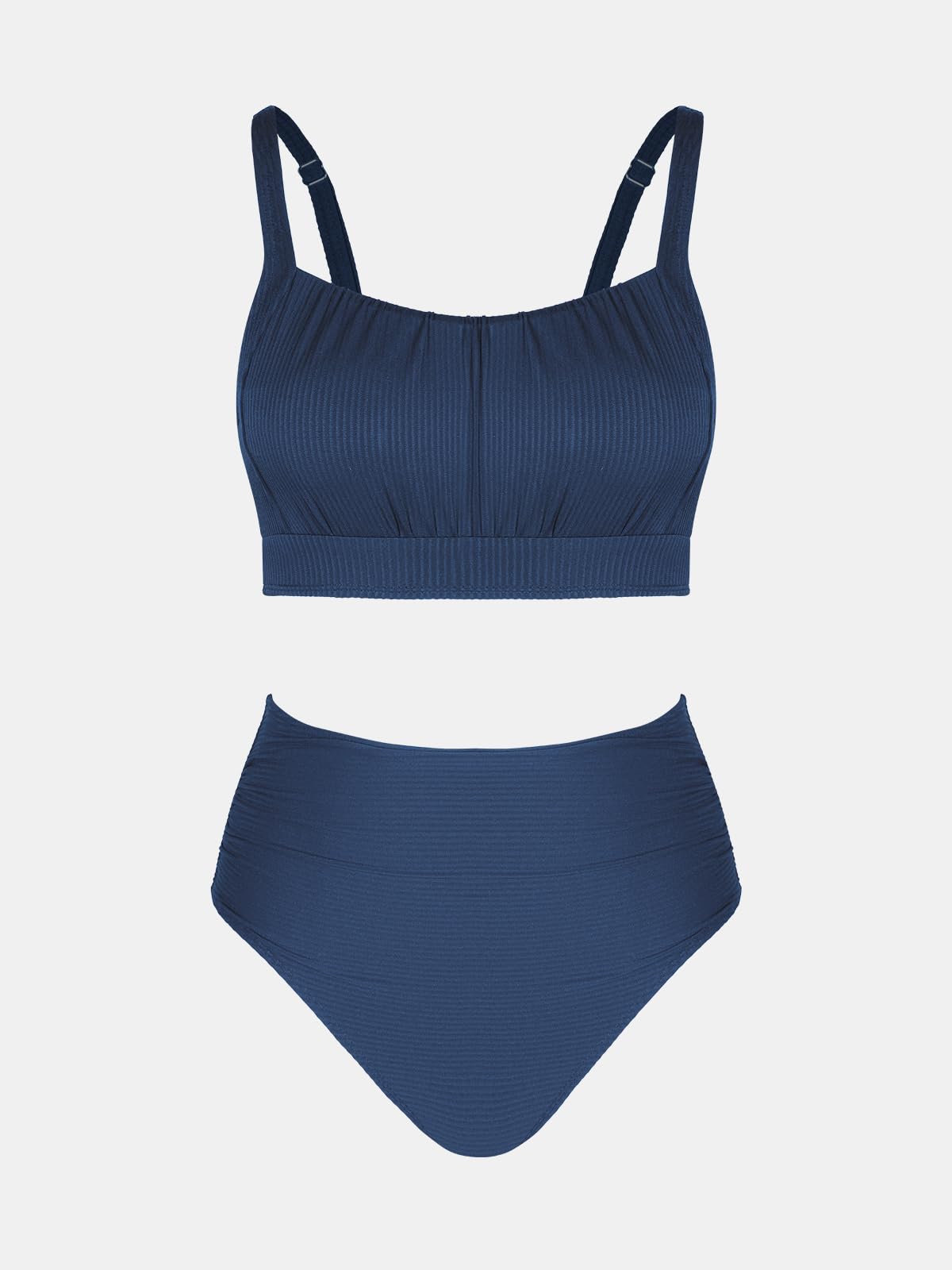 CUPSHE Bikini da donna, due pezzi, a vita alta, collo quadrato, spalline regolabili, increspato