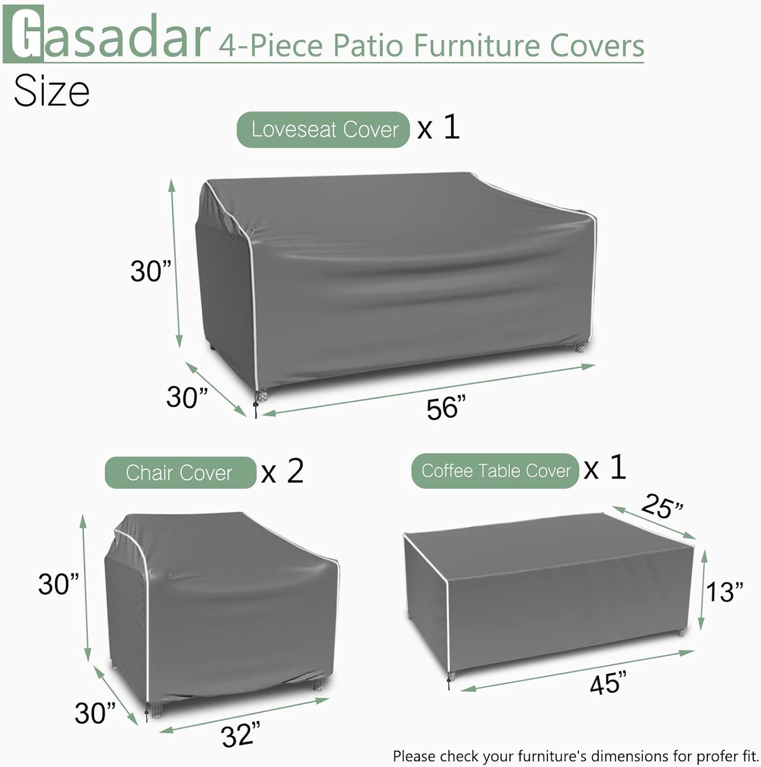 Patio Chair Covers 2 Pack for Outdoor Furniture, Lawn Chair Covers Waterproof Heavy Duty for Patio Lounge Deep Seat with Air Vents for All Weather, Black, 32" W x 39" D x 31" H view 2