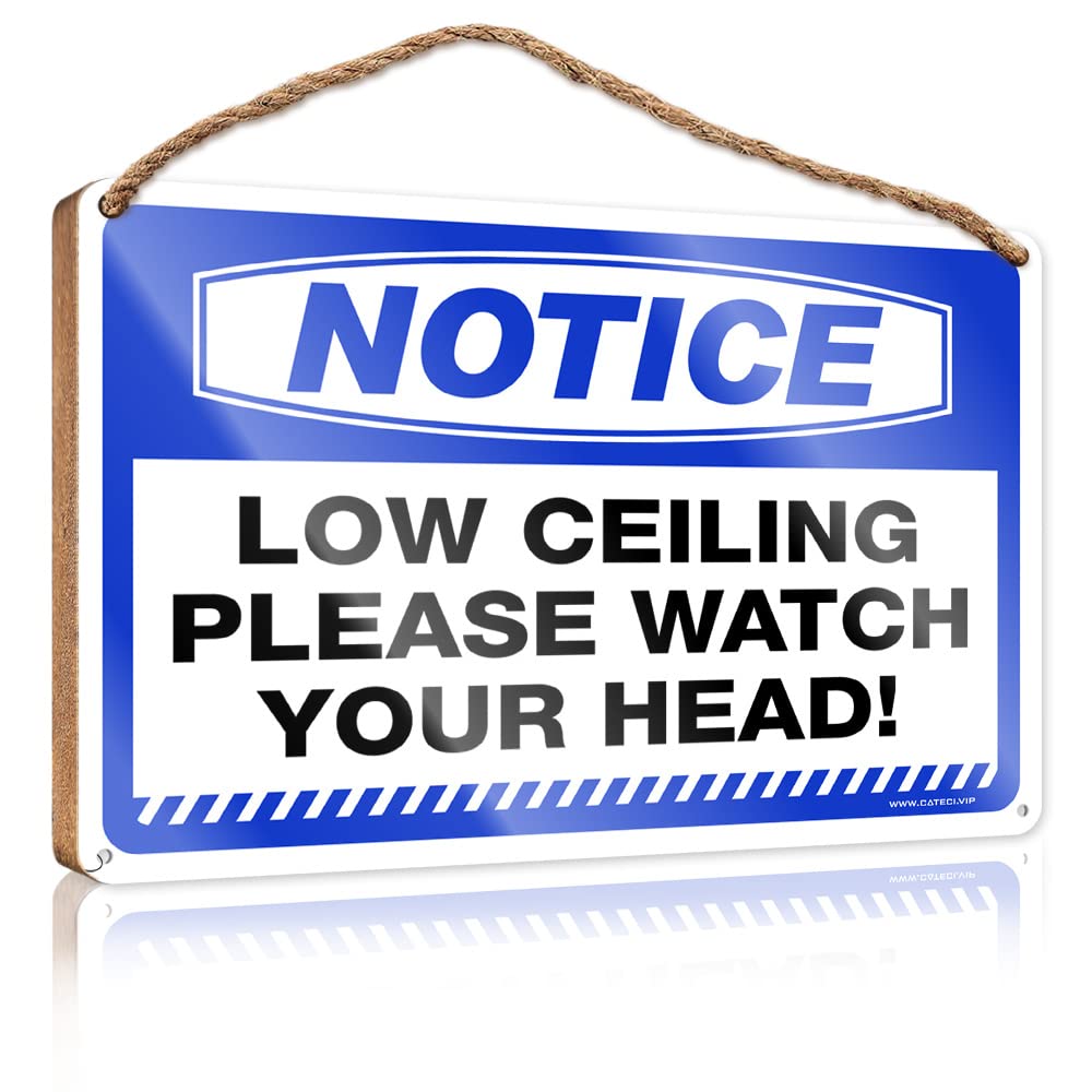 HELIOFORGE Hanging Bathroom Sign Notice Low Ceiling Please Watch Your Head! Wooden Sign(20X30CM)
