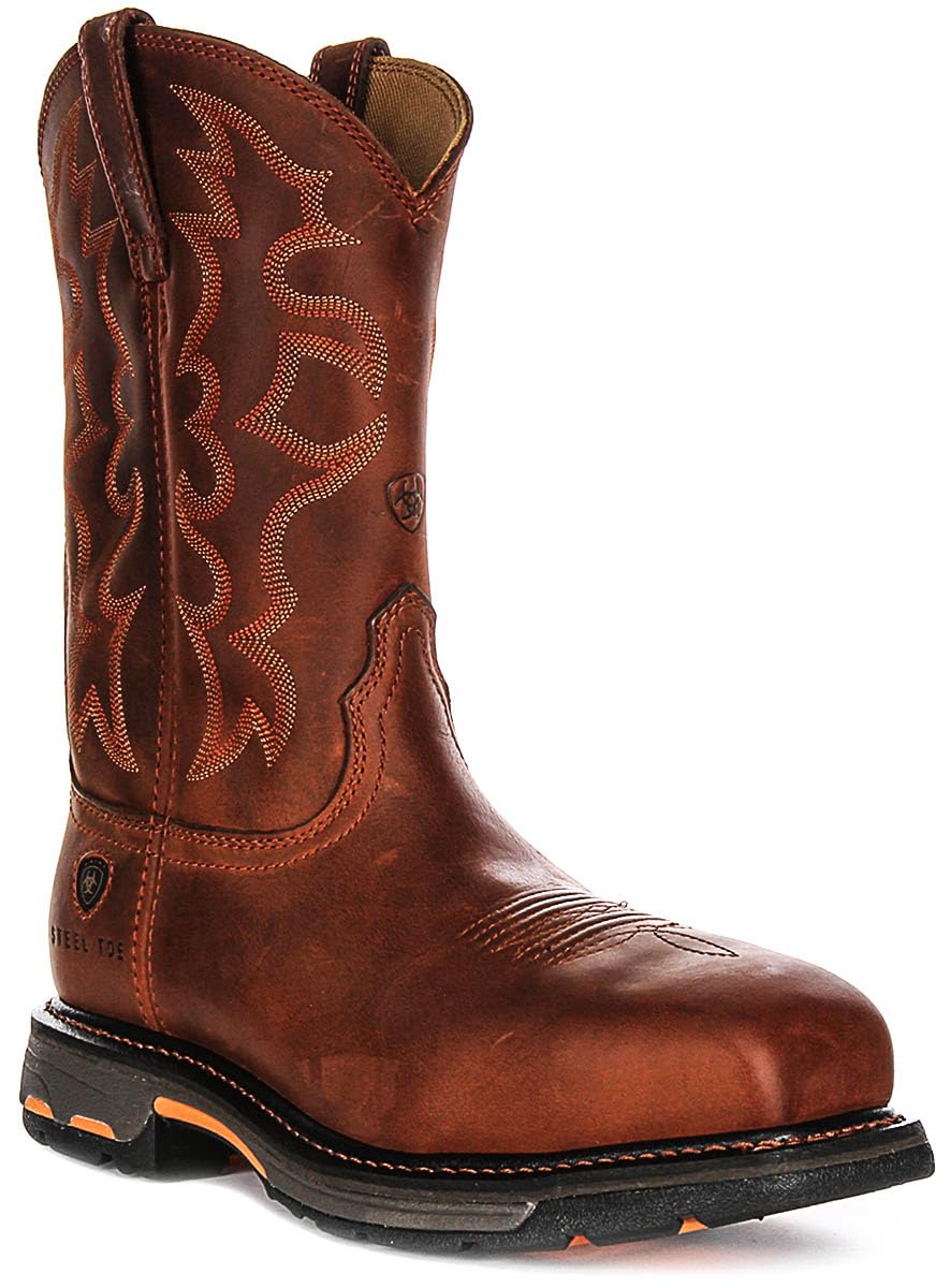 Ariat Workhog Toast - Botas Chelsea de trabajo con punta cuadrada ancha para hombre