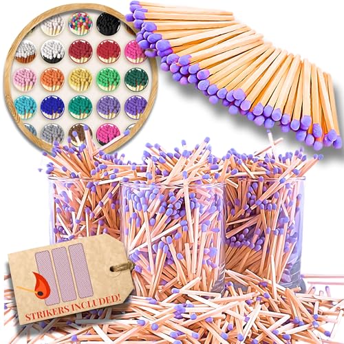 Image of 150 Count | 2 inch Purple Matches | Strikers Included | Color Tip Wooden Match | Refill for Matchstick Jars, Candle Display, Holders & Bottles | 2 in inches Long