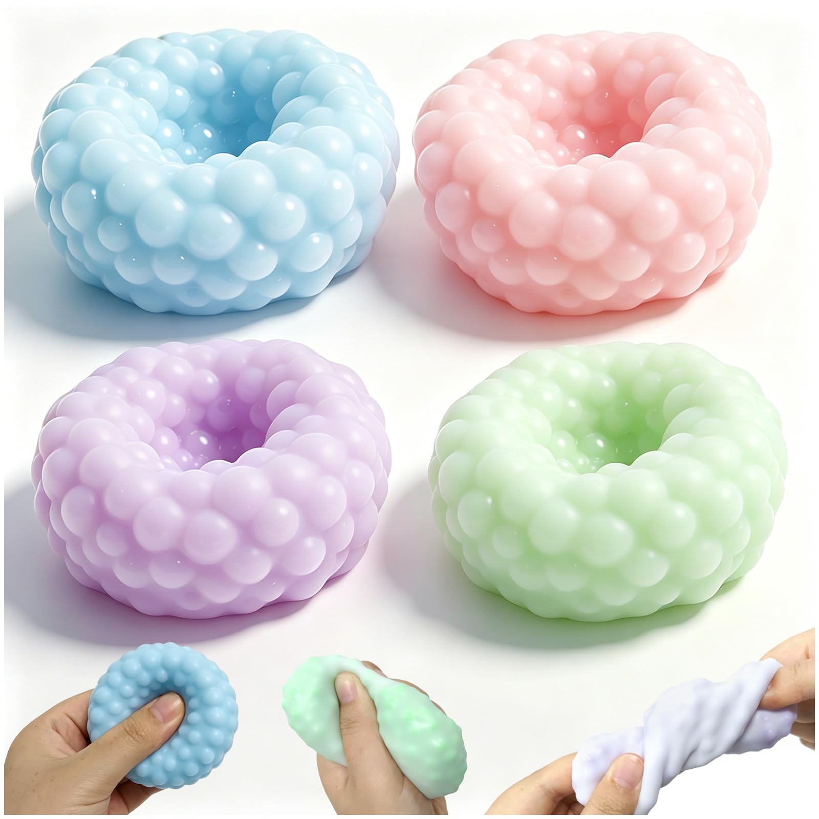 TOGETDREAM 4Pcs Crunchy Squishy Stress Ball, Sand Squishy Stress Relief Balls, Slow Rising Squishies Soft Moldable Squeeze Toys Sensory Fidget Toys for Kids & Adults Office Home Travel