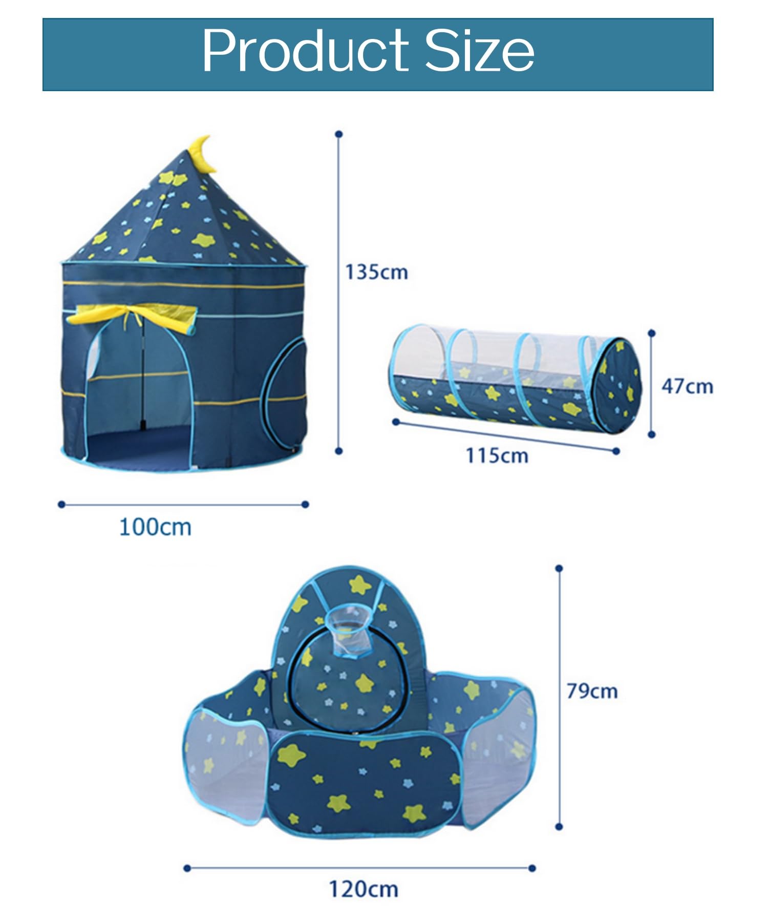 Benebomo Tenda per bambini, Capanna per bambini 3 in 1 con tunnel e vasca per le palline per bambine, Gioco Tunnel per Bambini