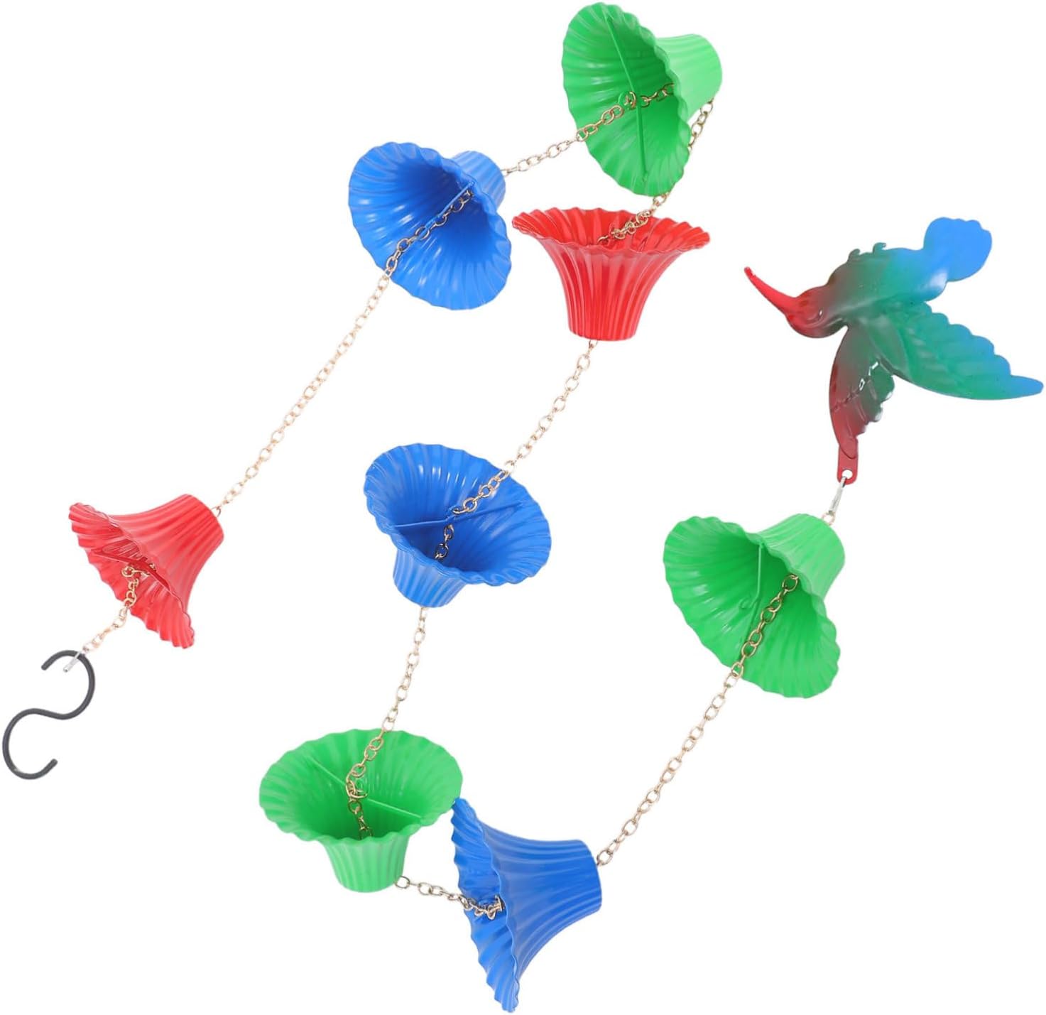 PRETYZOOM Decorative Rain Chain for Gutters Weather Resistant Hanging Rain Chain with Flowers for Outdoor Garden Balcony Porch and Courtyard Decor Charming Visuals Soothing Sounds
