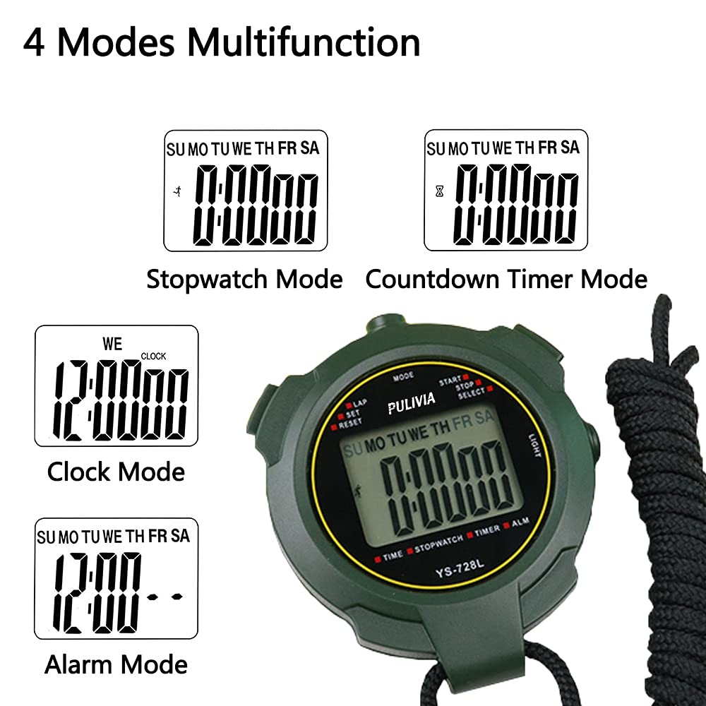 PULIVIA Sports Stopwatch Timer Lap Split Memory Stopwatch with