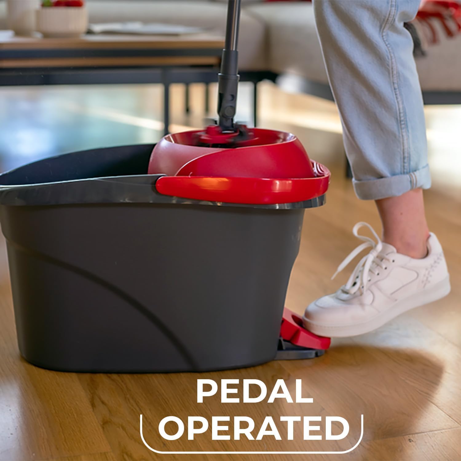 Vileda Ultramax Turbo 2in1 Bodenwischer Komplett Set, Wischmopp mit Stiel, Mikrofaserbezug und Eimer mit Powerschleuder, für alle Hartböden, Stiellänge 75-130cm