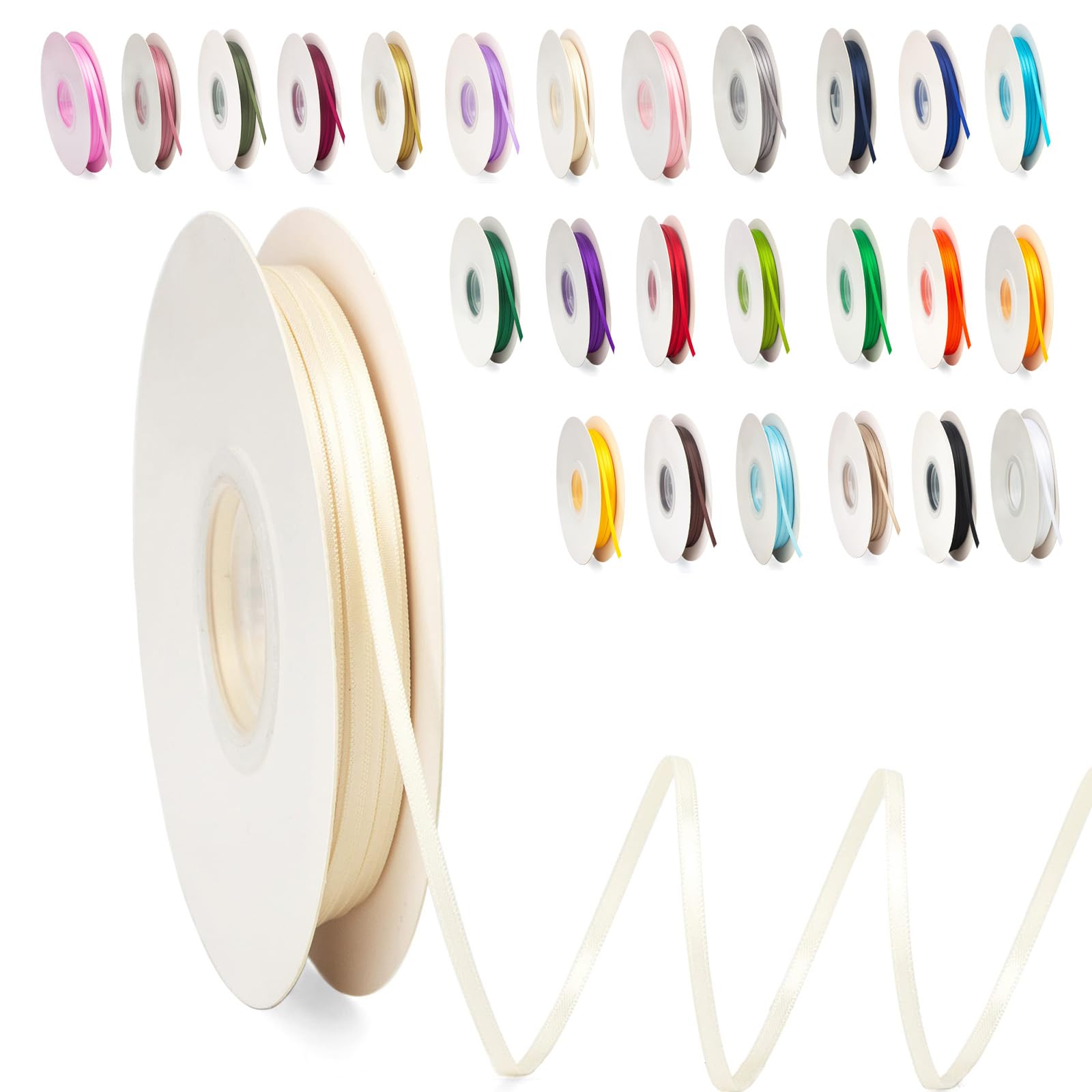 Champagne Gold Satin Ribbon 10mm, 23 Meters Champagne Fabric Ribbons Double Sided Silk Ribbons for Gift Wrapping, Crafting, Hair Bows, Balloons, Wreaths, Cakes, Wedding Party, Christmas Decoration — view 48
