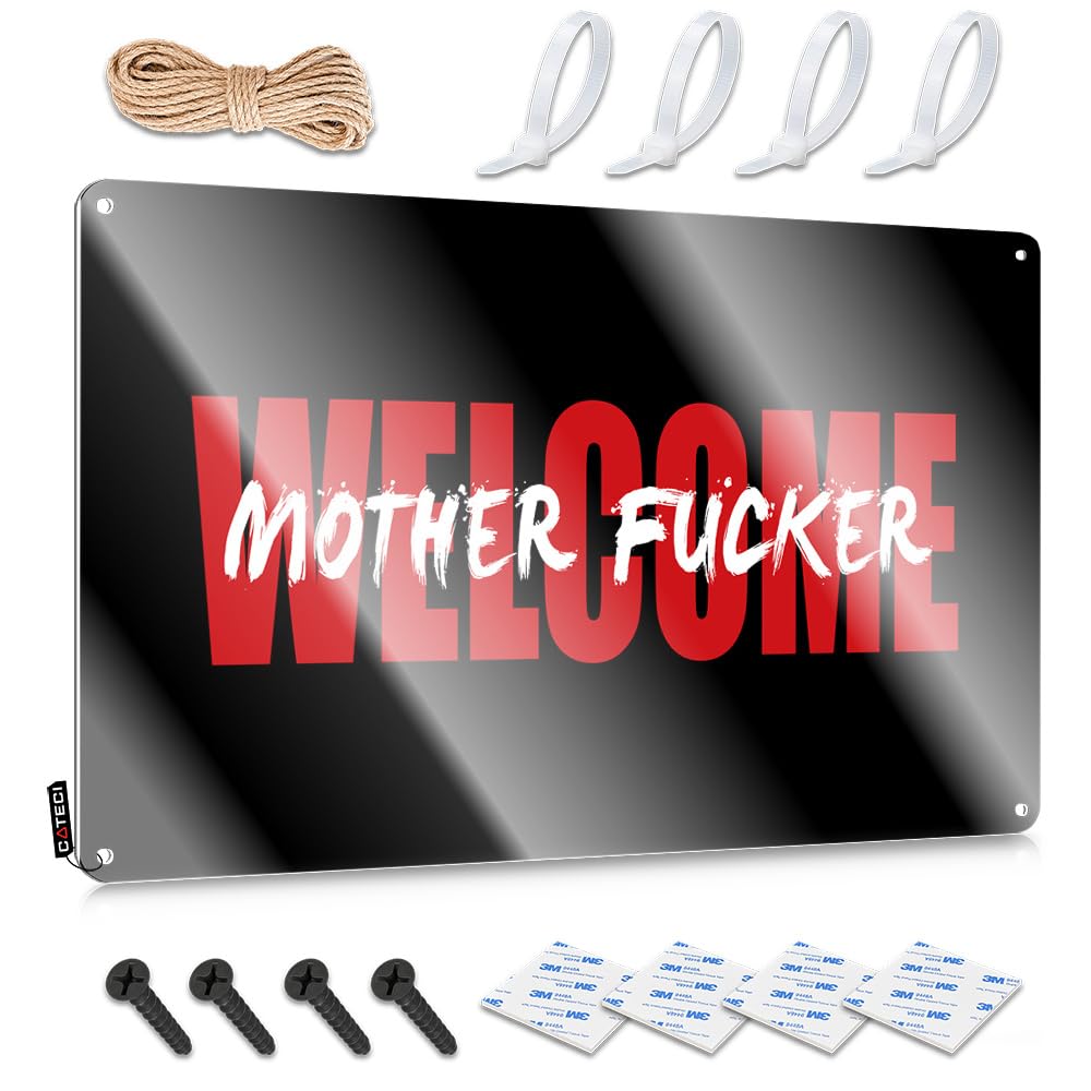 MGHTLCCME Garage Signs Funny Welcome Mother Fucker Tin Sign Tin Signs Funny Sarcastic Signs(30X40CM)