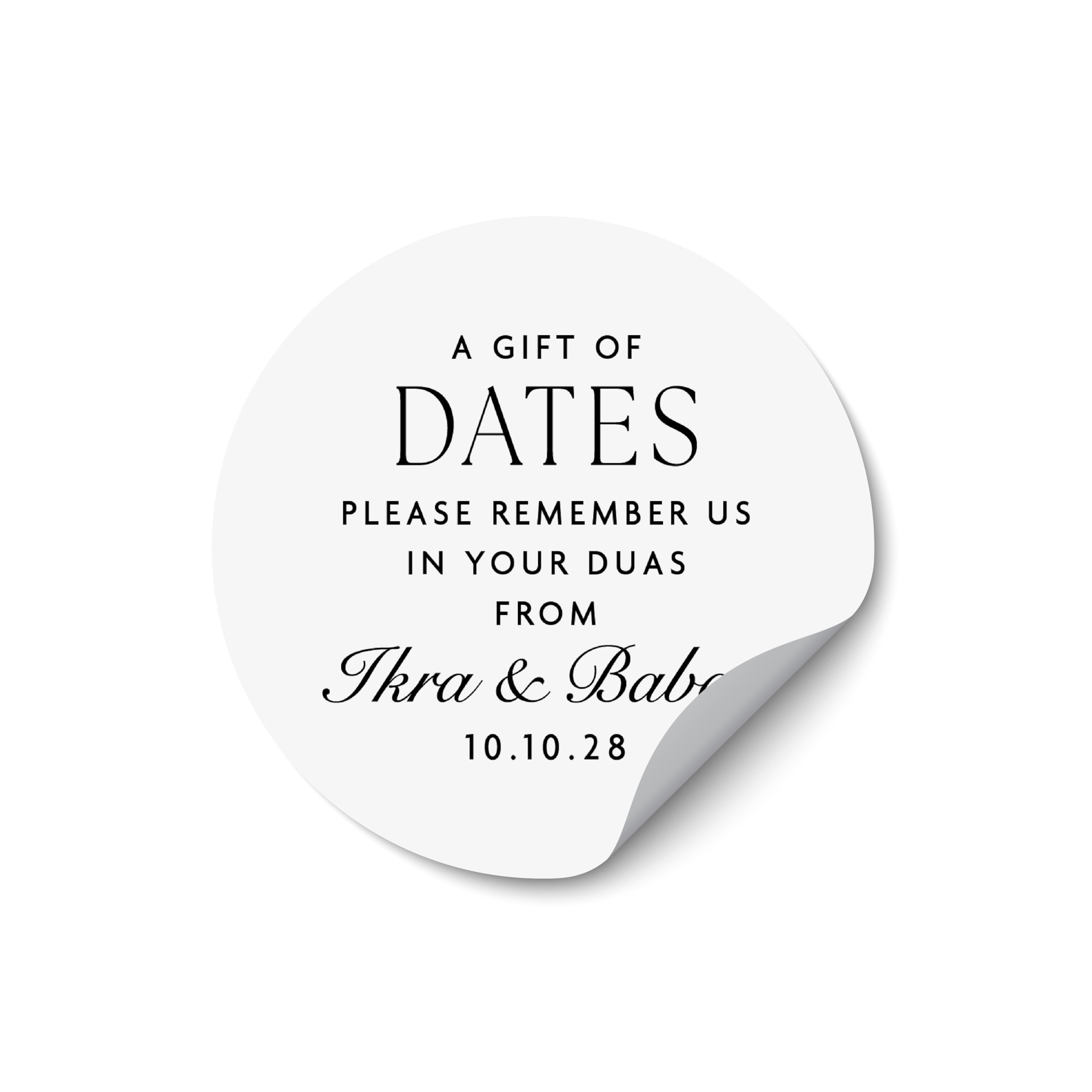 Custom Date Stickers Muslim Wedding, Islamic Wedding Labels, Personalised Nikkah Date Favour Stickers, Wedding Date Labels - ZZ14