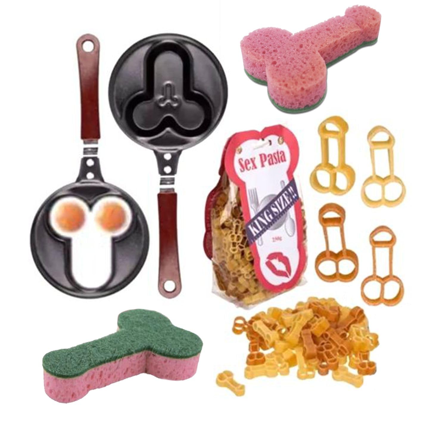 Pasta di semola di grano duro a forma di piselli con padella pisello + spugnetta abrasiva per piatti per la sposa alla festa hot dell'addio al nubilato sexy gadget party per adulti 18+